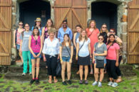Elmhurst University students pose for a group photo while on a Study Abroad Trip in Martinique.