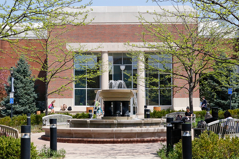 A photo of the A.C. Buehler Library at Elmhurst College.