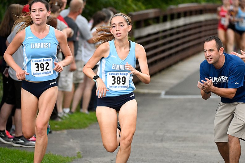 Elmhurst College athletes compete in a cross country event.