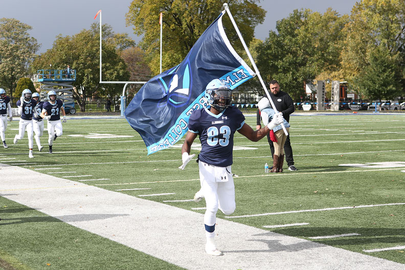 The start of the Elmhurst College Homecoming 2018 football game.