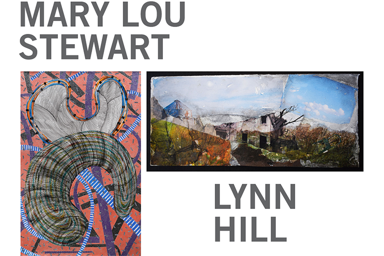 The image from a poster promoting Mary Lou Stewart and Lynn Hill's Sabbatical Exhibition on the campus of Elmhurst College.