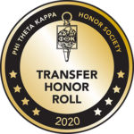 Phi Theta Kappa Honor Society Transfer Honor Roll 2020 badge