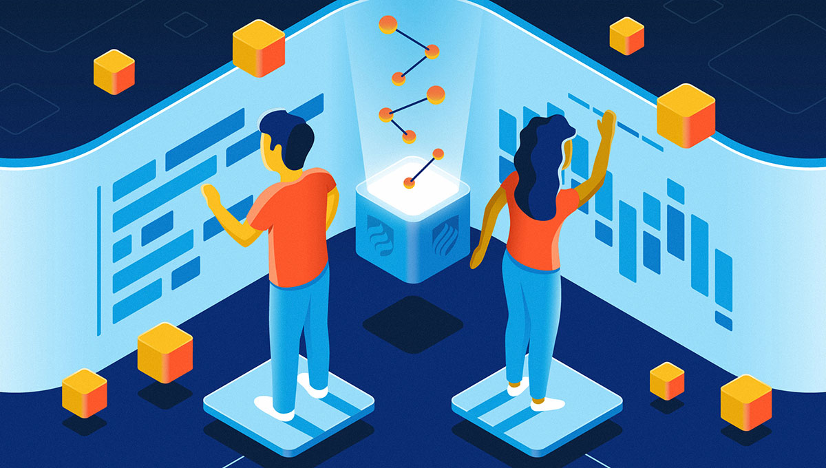 Data science careers in action: Elmhurst University program graduates are getting hired, applying their knowledge and advancing in their careers, as represented by this futuristic illustration.