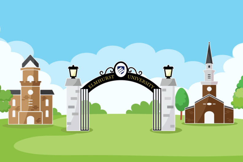 Applying to test optional colleges, such as Elmhurst University shown in this illustration, is a good way to highlight your academic accomplishments without being tied to a test score.