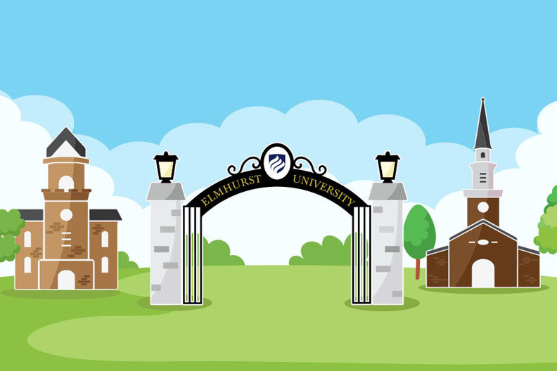 Applying to test optional colleges, such as Elmhurst University shown in this illustration, is a good way to highlight your academic accomplishments without being tied to a test score.