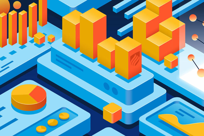 Data visualization techniques, such as the colorful charts and graphs shown in this illustration, can help is better understand trends.