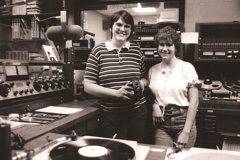 Elmhurst University alumni and WRSE radio DJs Terri Hemmert, left, and Liz Ham.