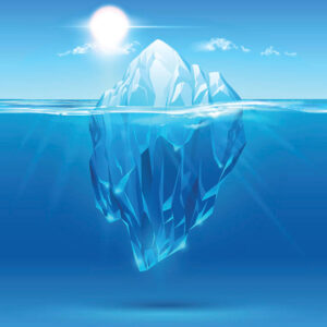 An image of an iceberg above and below sea level illustrates the Fluency Emphasis at Elmhurst University's Communication Sciences and Disorders program.