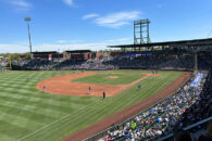 View of the baseball field during the Mesa, AZ, President's Road Trip event.