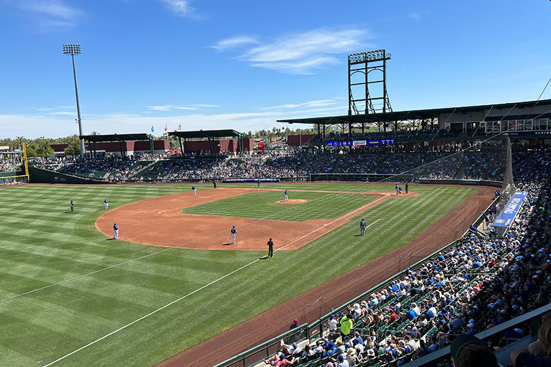 View of the baseball field during the Mesa, AZ, President's Road Trip event.