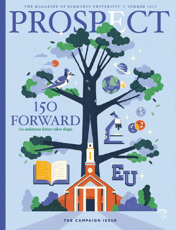 Cover of the Summer 2022 issue of Prospect Magazine, the official magazine of Elmhurst University.
