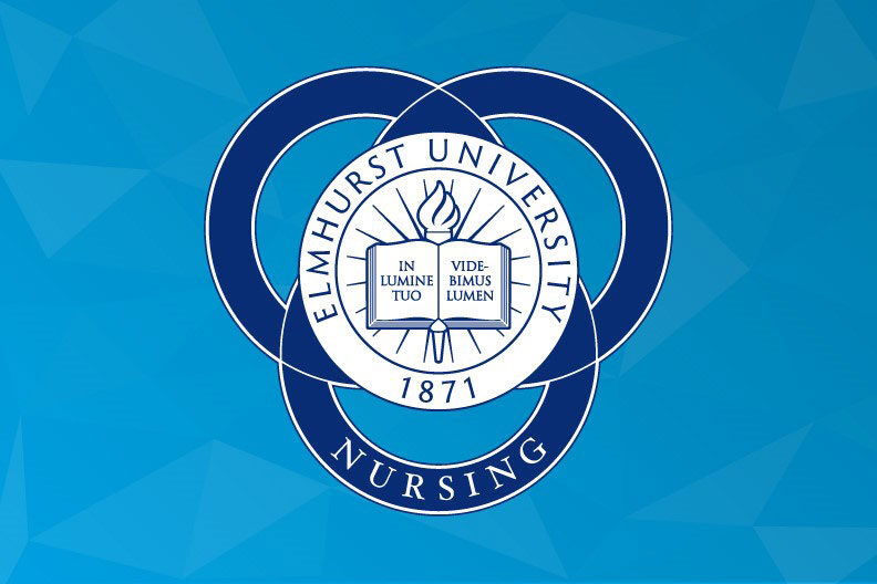The Elmhurst University Nursing logo on a light blue background.