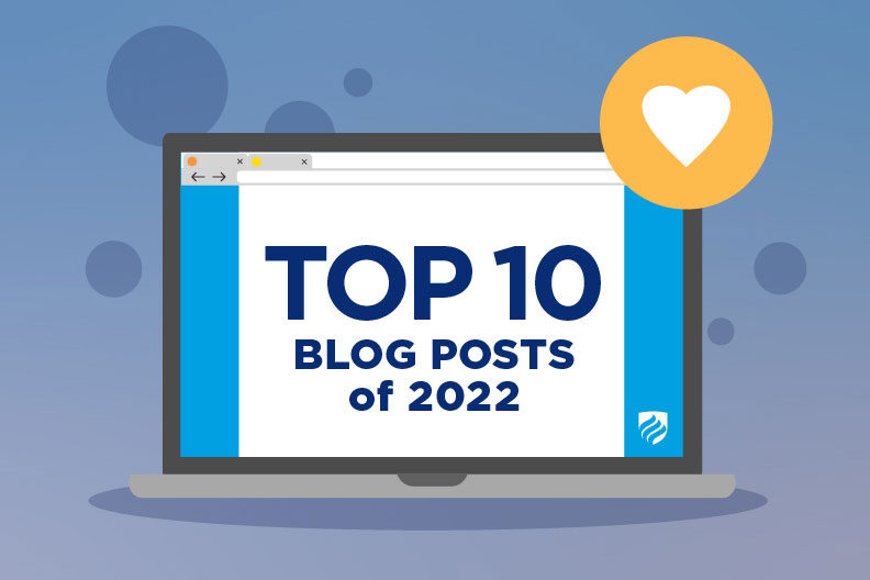 Illustration of a computer screen that reads "Top 10 Blog Posts of 2022."
