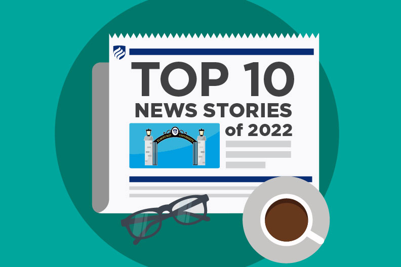 Illustration of a newspaper with the headline "Top 10 News Stories of 2022."
